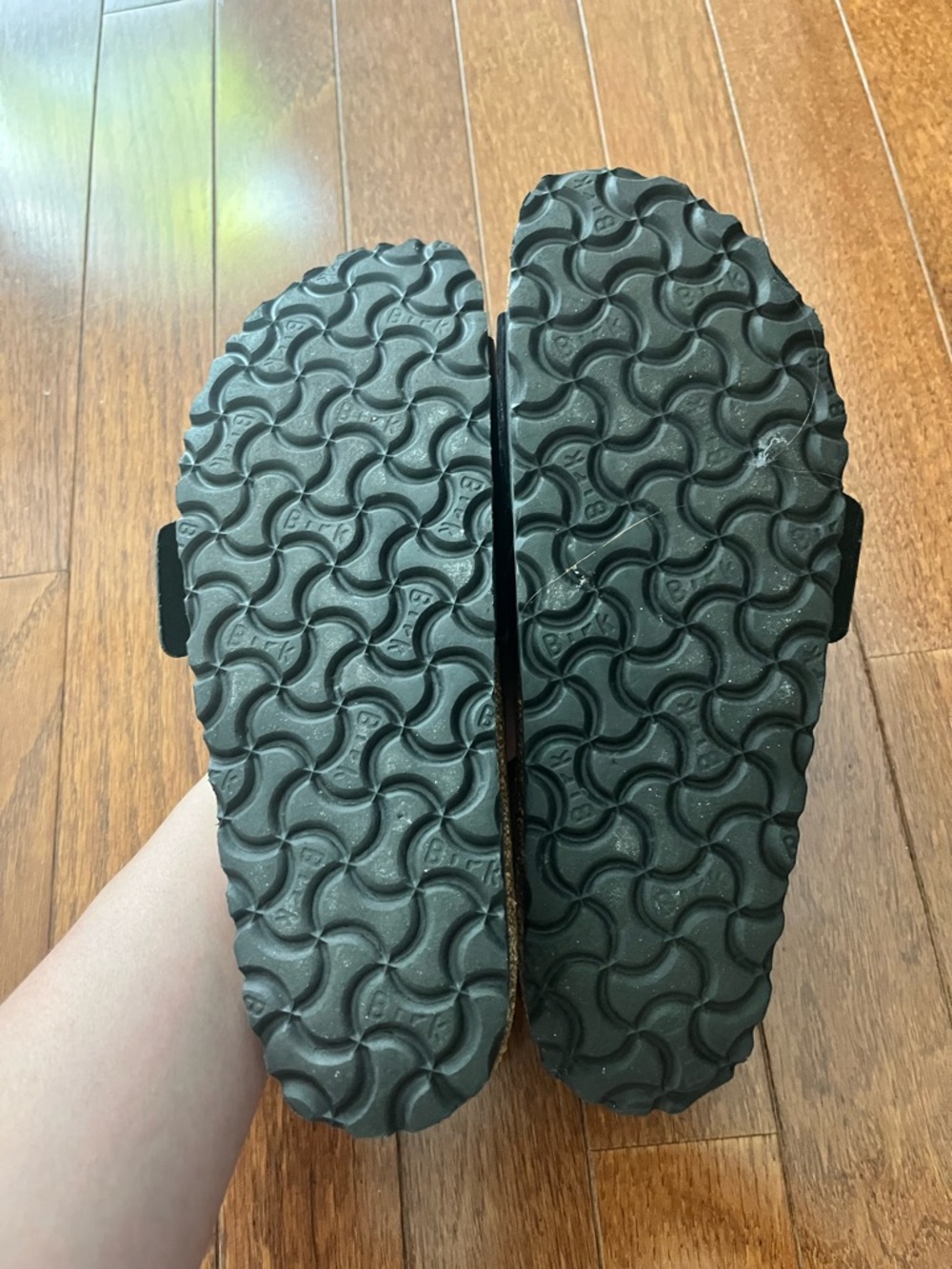 Birkenstock Black Single-Strap Sandals with Gold Buckles - Picture 5 of 5